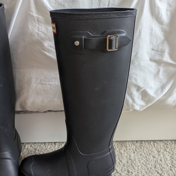 Hunter Boots Womens Size 8 US Black Matte Original Rain Boots Tall - Picture 3 of 4